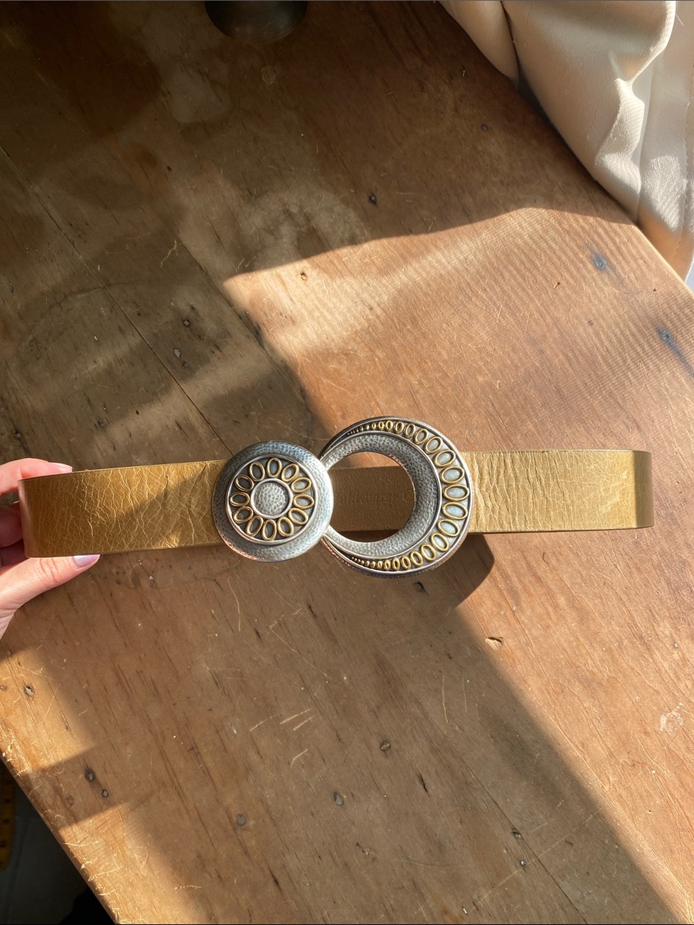Celestial Sun and Moon Hammered Metal Leather Belt